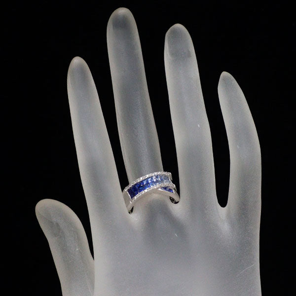 K18WG サファイア ダイヤモンド リング 1.20ct D0.20ct ミステリーセッティング