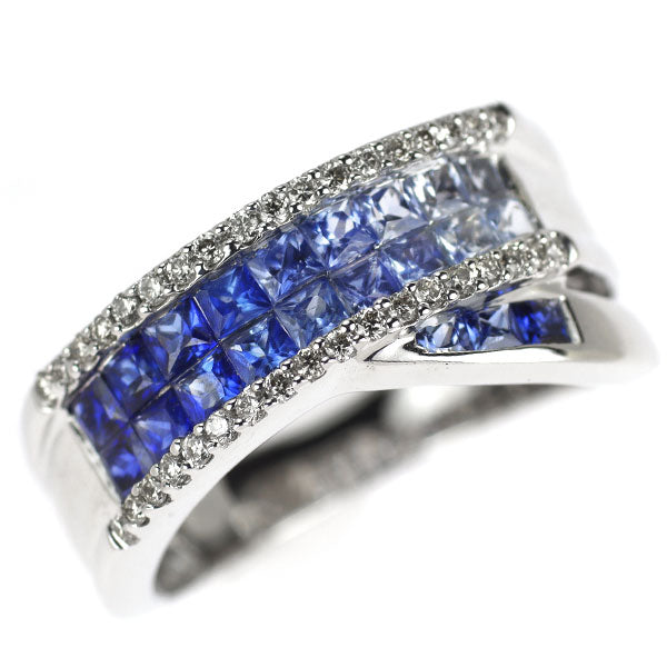K18WG サファイア ダイヤモンド リング 1.20ct D0.20ct ミステリーセッティング