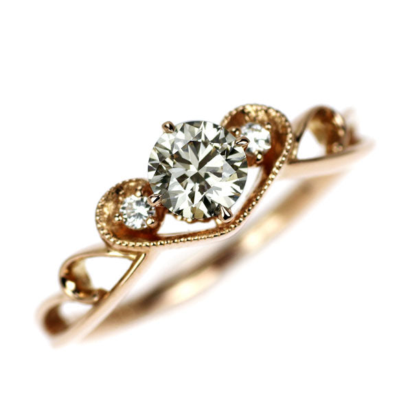 K18PG ダイヤモンド リング 0.258ct D0.02ct ピンキー ハート