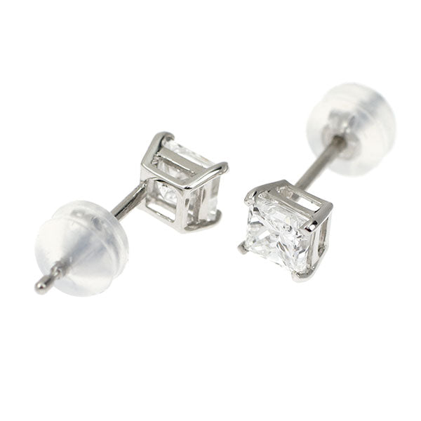 新品 Pt900 プリンセスカット ダイヤモンド ピアス 1.070ct E/G VS2