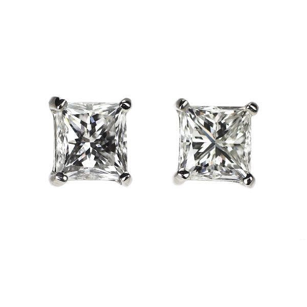 新品 Pt900 プリンセスカット ダイヤモンド ピアス 1.070ct E/G VS2