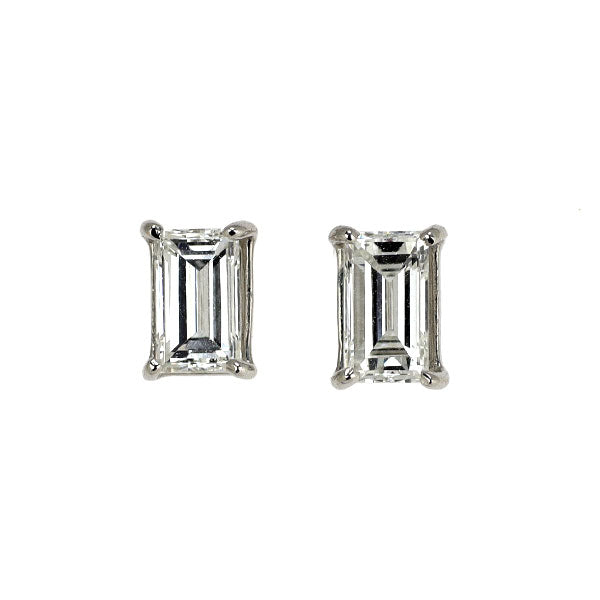新品 Pt900 バケットカット ダイヤモンド ピアス 0.446ct G/H VS2