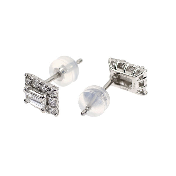 新品 Pt900/ Pt950 バケットカット ダイヤモンド ピアス 0.513ct E/F VS1-2 D0.46ct