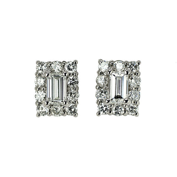 新品 Pt900/ Pt950 バケットカット ダイヤモンド ピアス 0.513ct E/F VS1-2 D0.46ct