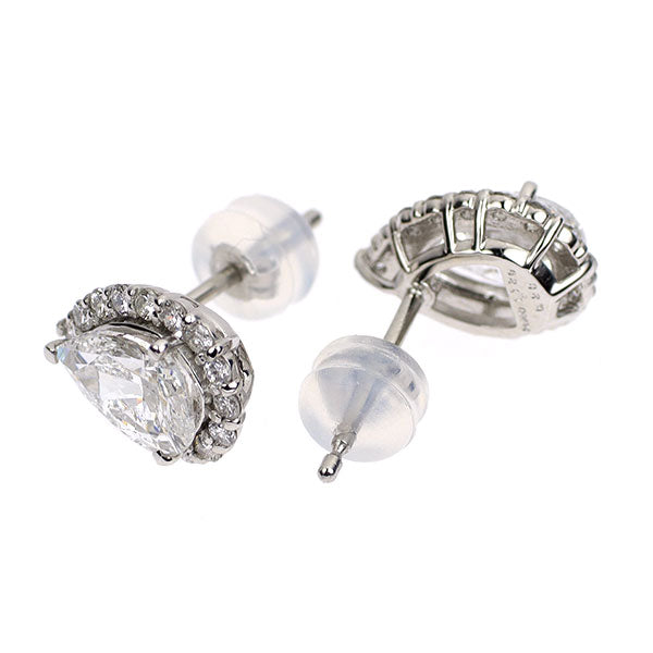 新品 Pt900/ Pt950 ペアシェイプ ダイヤモンド ピアス 2.149ct F/G I1 D0.40ct