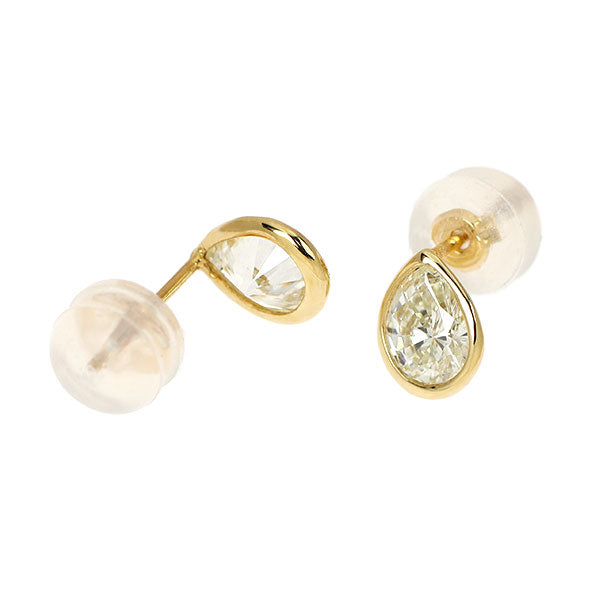 新品 K18YG ペアシェイプ ダイヤモンド ピアス 0.724ct L VS1