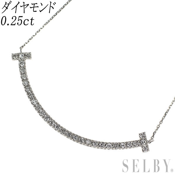 新品 Pt900/ Pt850 ダイヤモンド ペンダントネックレス 0.25ct スマイル