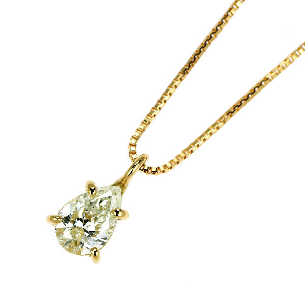 新品 K18YG ペアシェイプ ダイヤモンド ペンダントネックレス 0.31ct H SI1 EX/VG