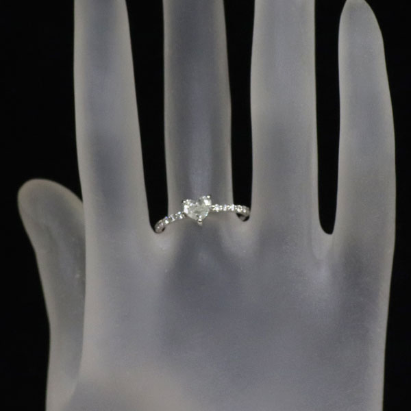 新品 Pt950 LDH ハートシェイプ ダイヤモンド リング 0.422ct H SI2 D0.15ct