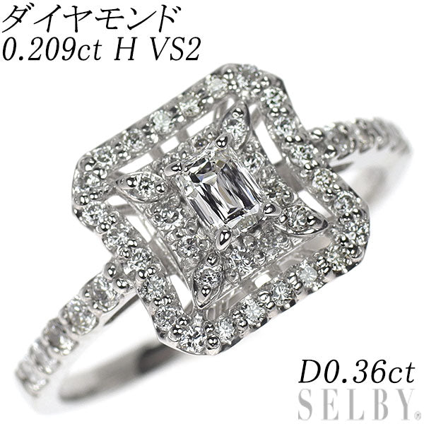 新品 Pt950 クリスカット ダイヤモンド リング 0.209ct H VS2 D0.36ct