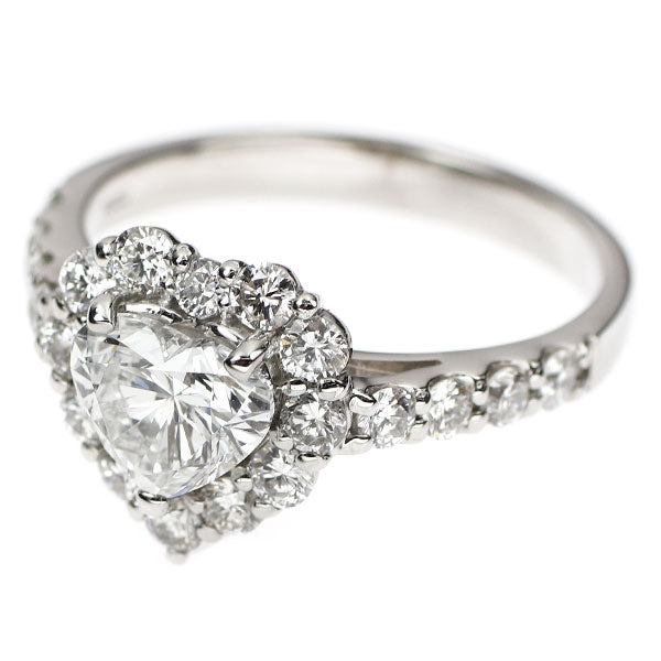 新品 Pt950 ハートシェイプ ダイヤモンド リング 1.013ct F VS1 D0.75ct