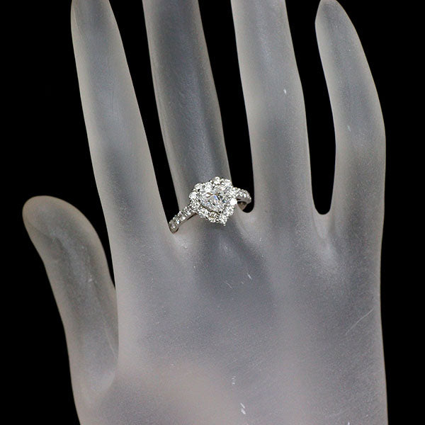 新品 Pt950 ハートシェイプ ダイヤモンド リング 1.013ct F VS1 D0.75ct