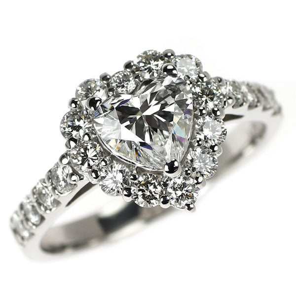 新品 Pt950 ハートシェイプ ダイヤモンド リング 1.013ct F VS1 D0.75ct