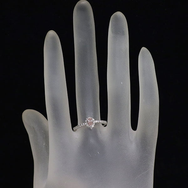 新品 希少 Pt950 ペアシェイプ 天然ピンク ダイヤモンド リング 0.195ct FP SI1 D0.18ct