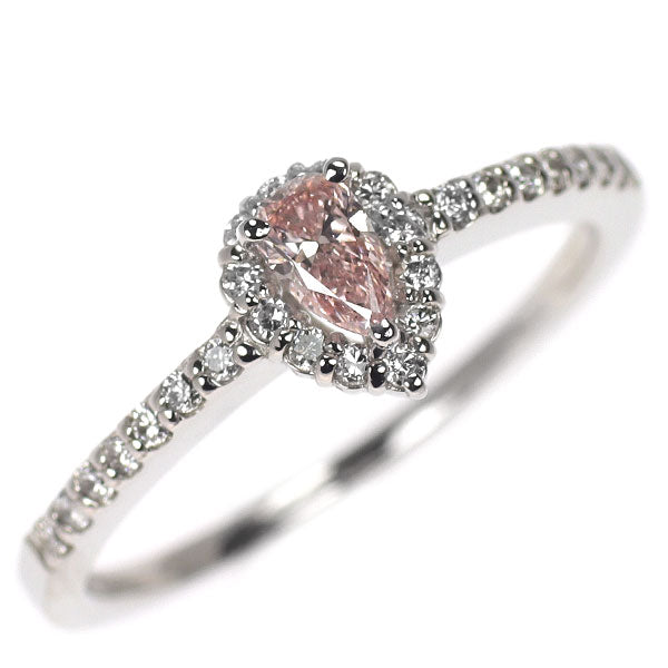 新品 希少 Pt950 ペアシェイプ 天然ピンク ダイヤモンド リング 0.195ct FP SI1 D0.18ct