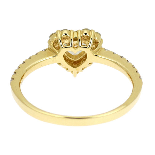新品 K18YG ハートシェイプ ダイヤモンド リング 0.446ct E SI1 D0.38ct