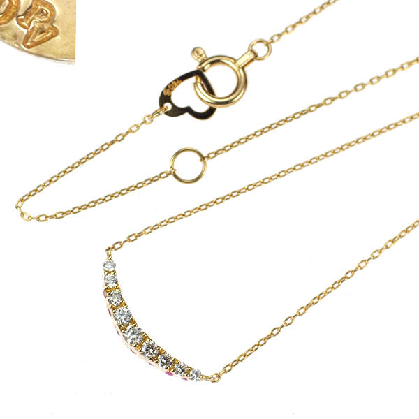 ポンテヴェキオ K18YG ピンクサファイア ダイヤモンド ペンダントネックレス 0.10ct D0.10ct リバーシブル