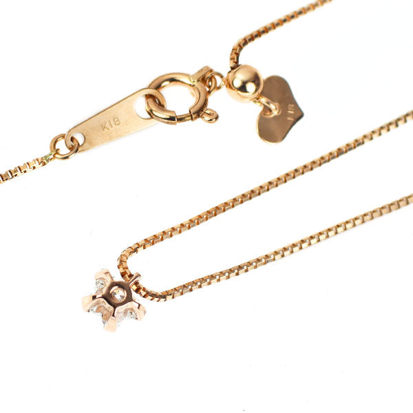 K18PG フラワーカット ダイヤモンド ペンダントネックレス 0.300ct