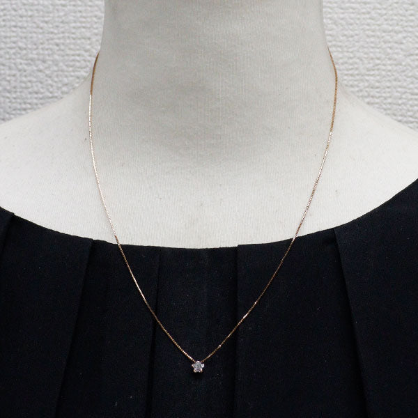 K18PG フラワーカット ダイヤモンド ペンダントネックレス 0.300ct