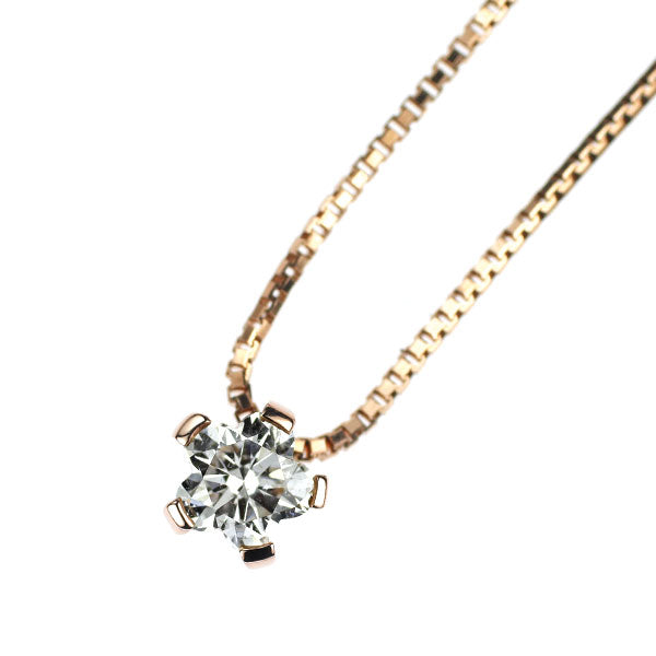 K18PG フラワーカット ダイヤモンド ペンダントネックレス 0.300ct