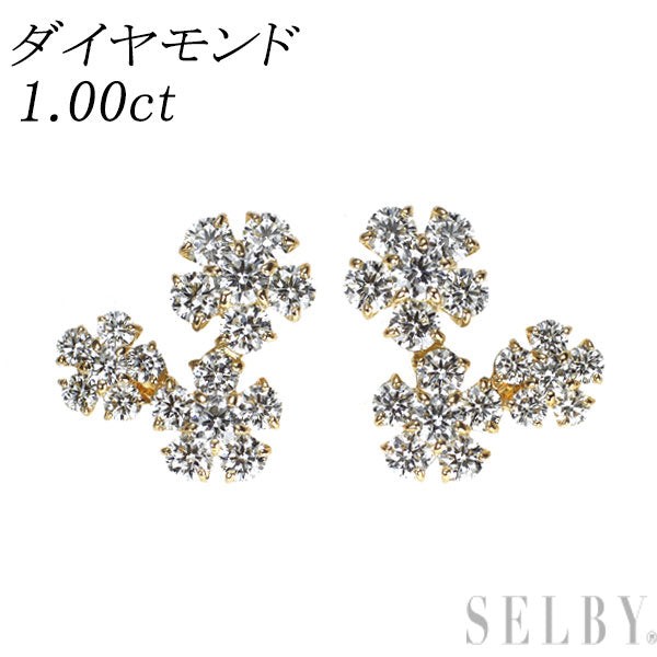 K18YG ダイヤモンド ピアス 1.00ct フラワー