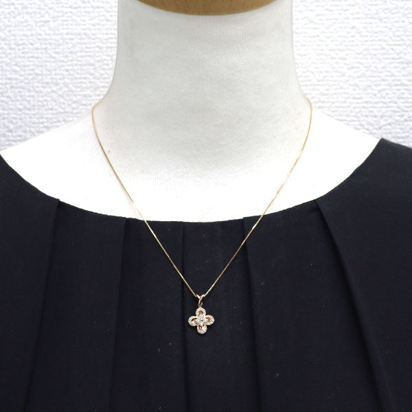 K18PG ダイヤモンド ペンダントネックレス 0.35ct フラワー
