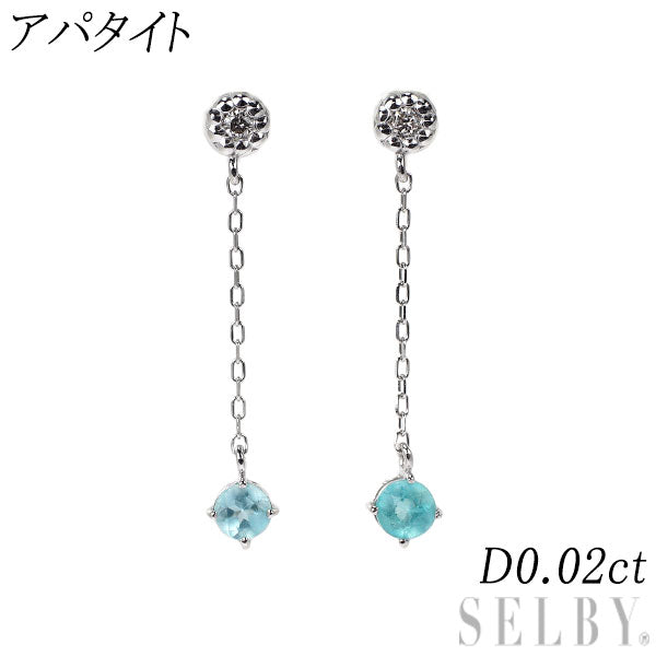 K18WG アパタイト ダイヤモンド ピアス D0.02ct
