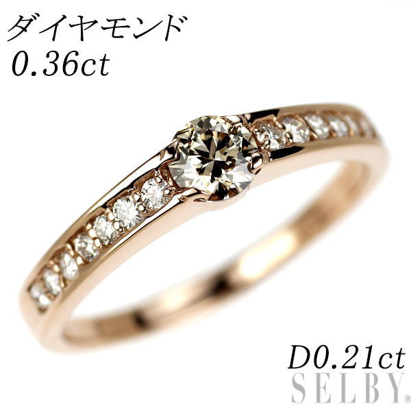 K18PG ダイヤモンド  リング 0.36ct D0.21ct