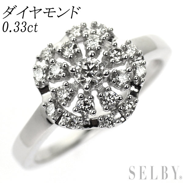 K18WG ダイヤモンド リング 0.33ct フラワー