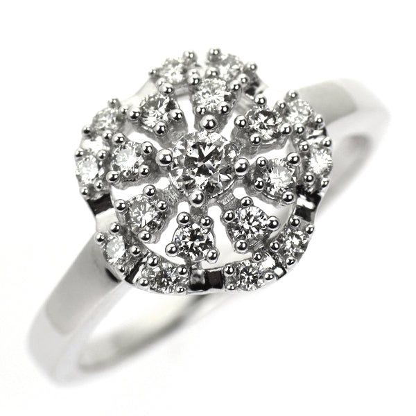 K18WG ダイヤモンド リング 0.33ct フラワー