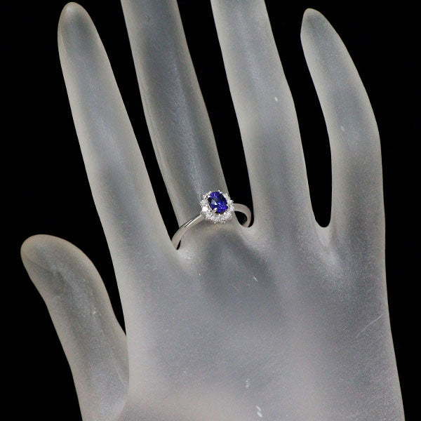 K18WG サファイア ダイヤモンド リング 0.69ct D0.20ct