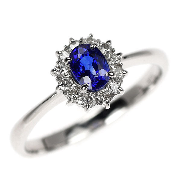 K18WG サファイア ダイヤモンド リング 0.69ct D0.20ct