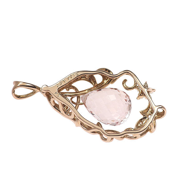 K18PG モルガナイト ダイヤモンド ペンダントトップ 3.31ct D0.12ct