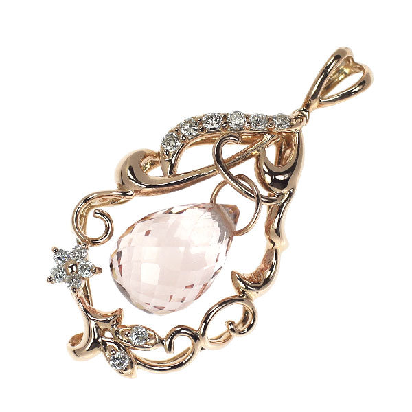 K18PG モルガナイト ダイヤモンド ペンダントトップ 3.31ct D0.12ct