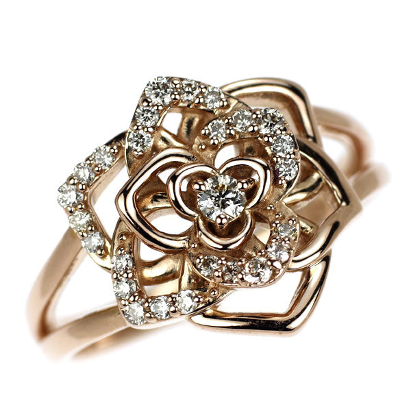 K18PG ダイヤモンド リング 0.18ct フラワー