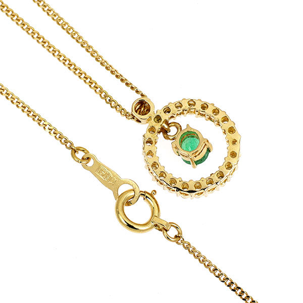 K18YG エメラルド ダイヤモンド ペンダントネックレス 0.12ct D0.12ct