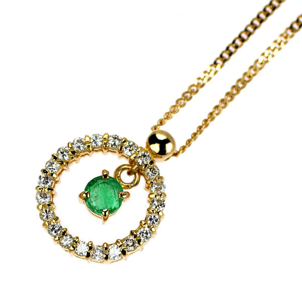 K18YG エメラルド ダイヤモンド ペンダントネックレス 0.12ct D0.12ct