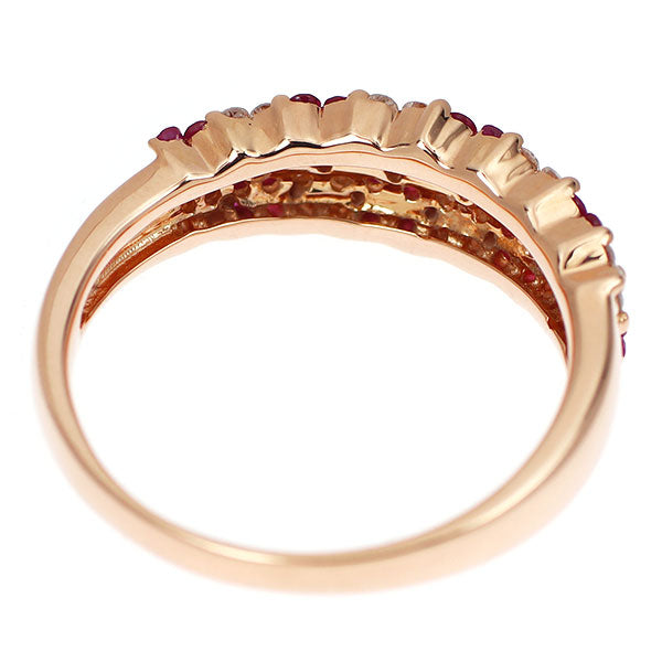 K18PG ルビー ダイヤモンド リング 0.30ct D0.25ct フラワー