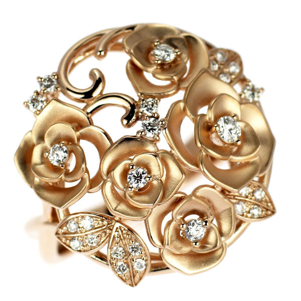 K18PG ダイヤモンド リング 0.25ct フラワー