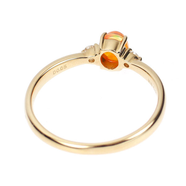 K18YG ファイアーオパール ダイヤモンド リング 0.31ct D0.05ct