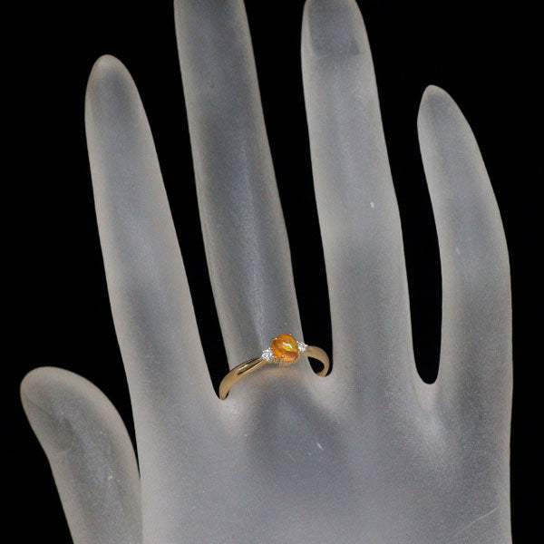 K18YG ファイアーオパール ダイヤモンド リング 0.31ct D0.05ct