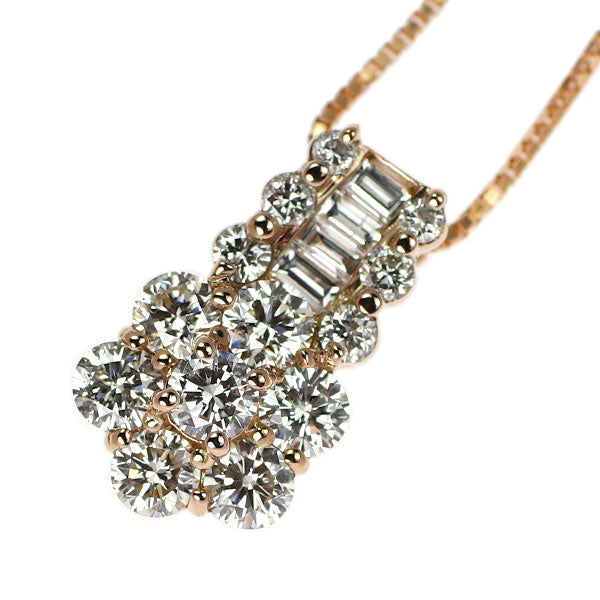 K18PG ダイヤモンド ペンダントネックレス 1.00ct フラワー