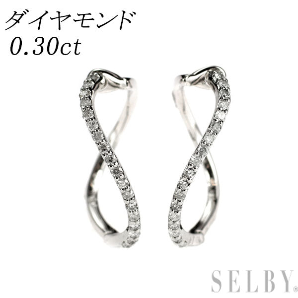 K10WG ダイヤモンド フープピアス 0.30ct