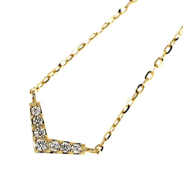 エテ/ete K10YG ダイヤモンド ペンダントネックレス 0.04ct V字