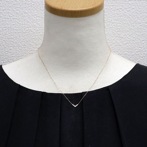 エテ/ete K10YG ダイヤモンド ペンダントネックレス 0.04ct V字