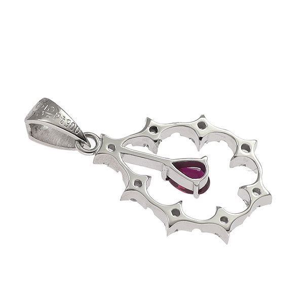Pt900 ペアシェイプカット ルビー ダイヤモンド ペンダントトップ 0.18ct D0.15ct
