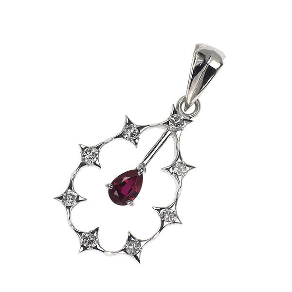 Pt900 ペアシェイプカット ルビー ダイヤモンド ペンダントトップ 0.18ct D0.15ct
