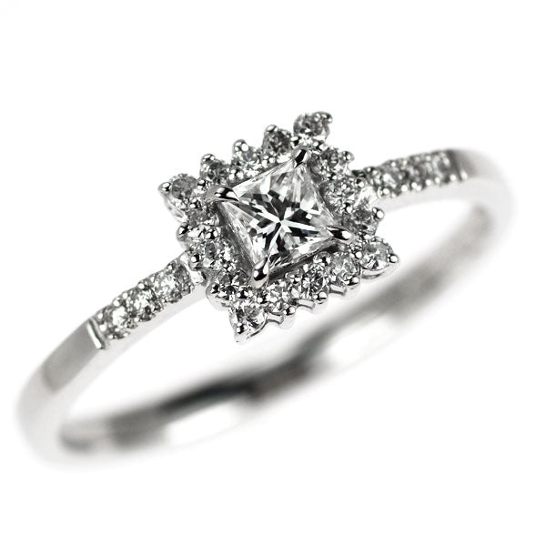 Pt900 プリンセスカット ダイヤモンド リング 0.16ct D0.14ct