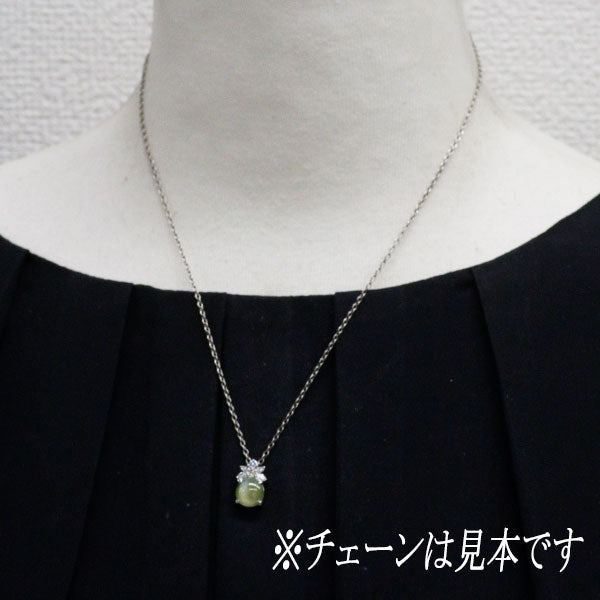 Pt900 クリソベリルキャッツアイ ダイヤモンド ペンダントトップ 1.99ct D0.21ct