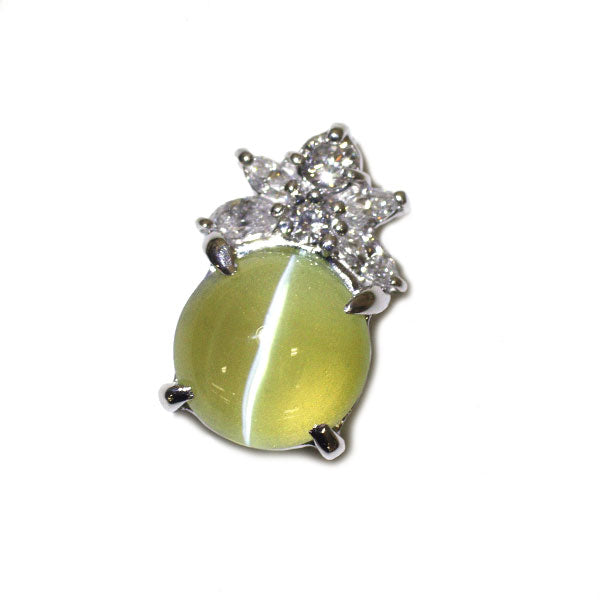 Pt900 クリソベリルキャッツアイ ダイヤモンド ペンダントトップ 1.99ct D0.21ct